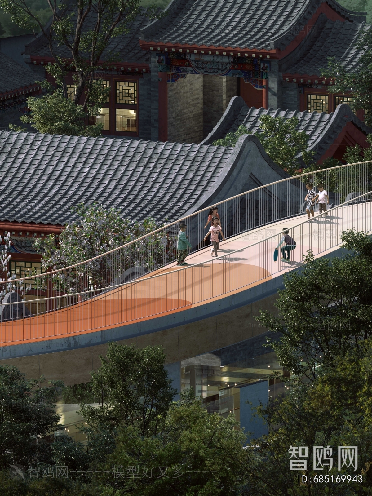 New Chinese Style School Building