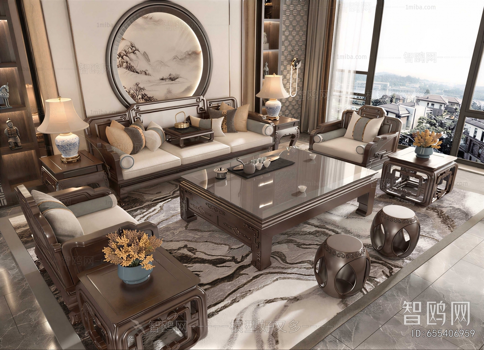 New Chinese Style Sofa Combination