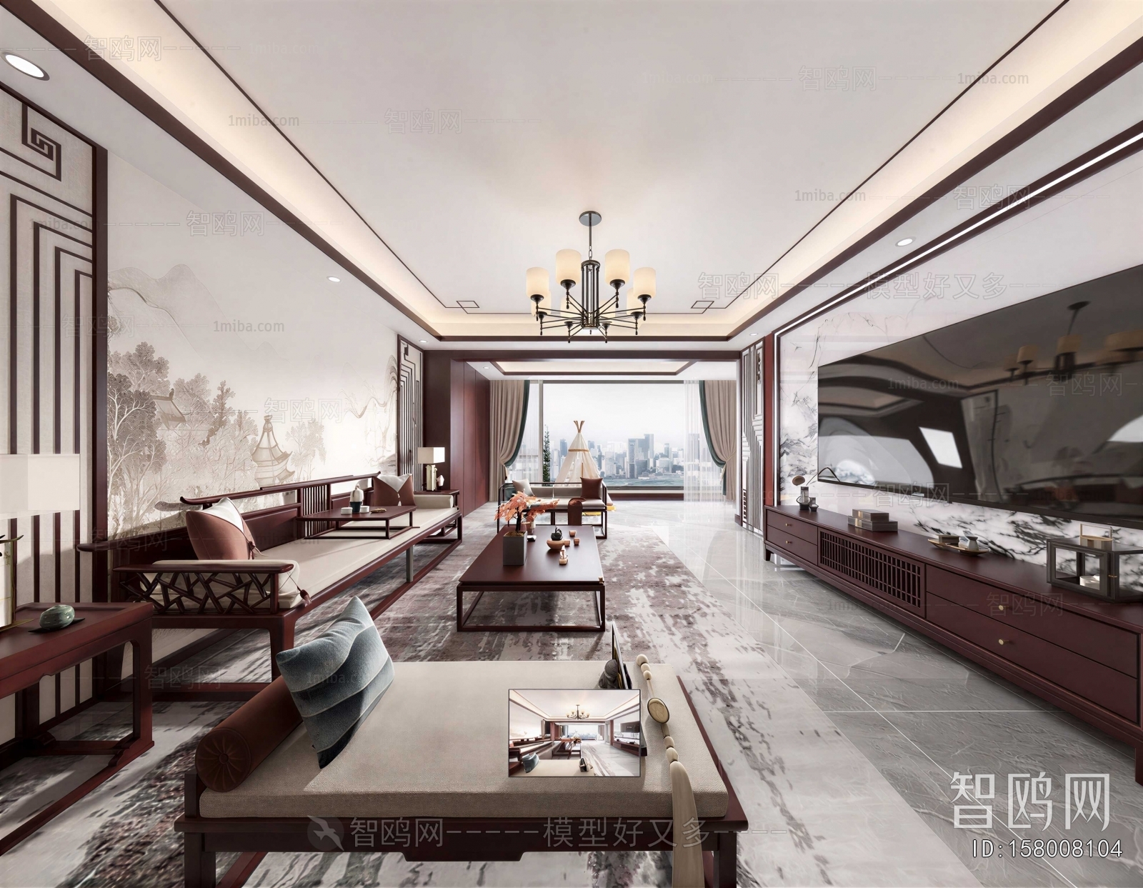 New Chinese Style A Living Room