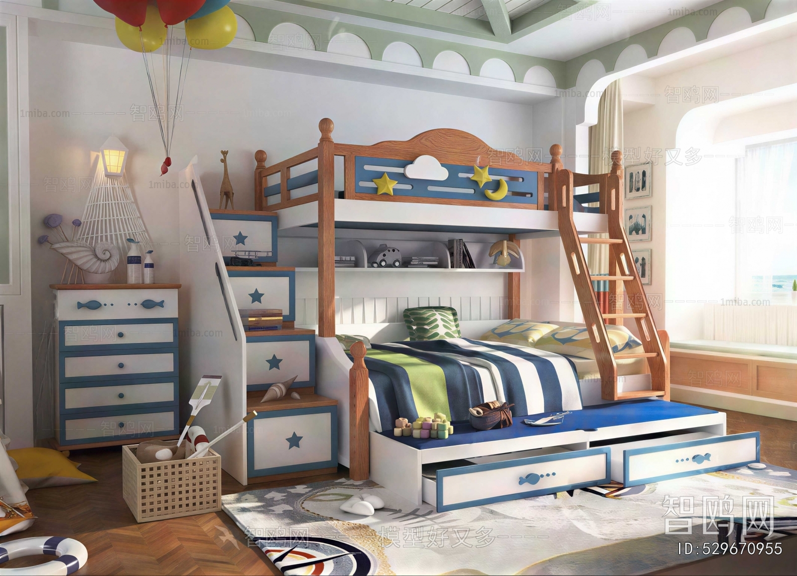 Mediterranean Style Boy's Room And Son's Room