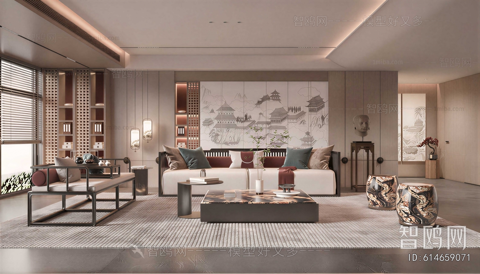 New Chinese Style A Living Room