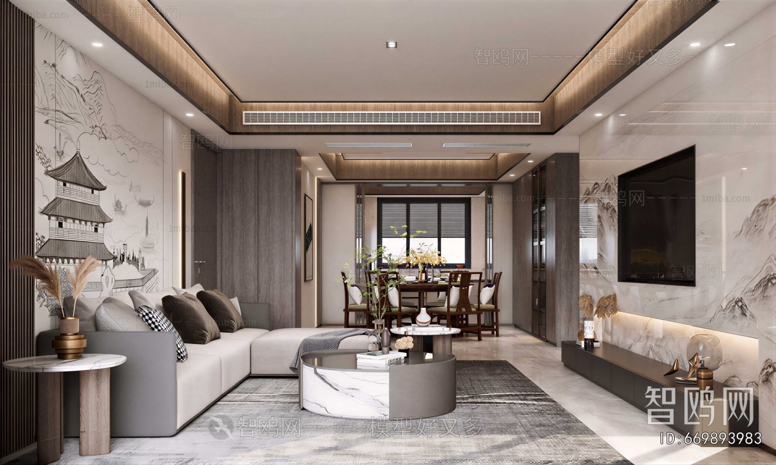 New Chinese Style A Living Room