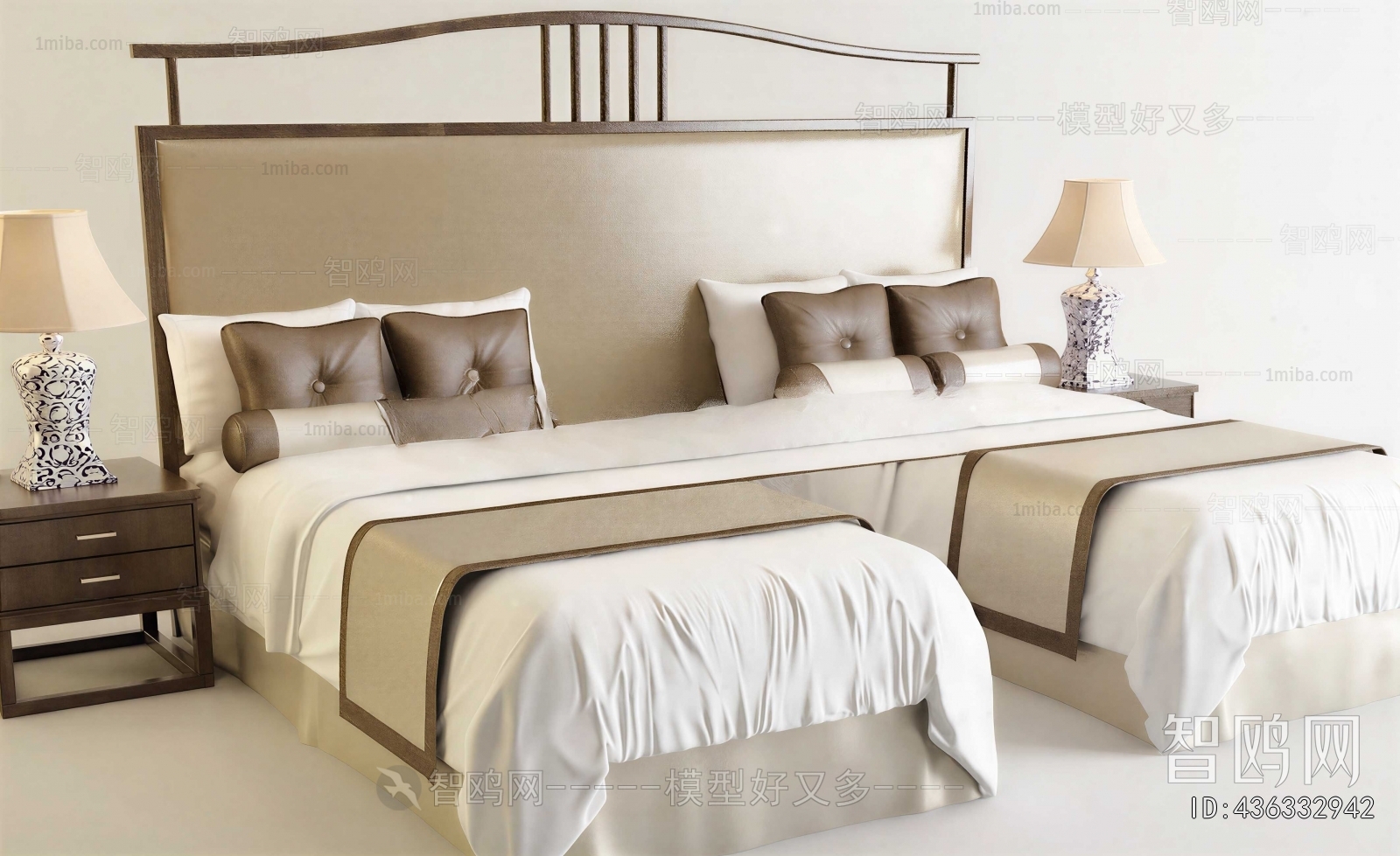 New Chinese Style Single Bed