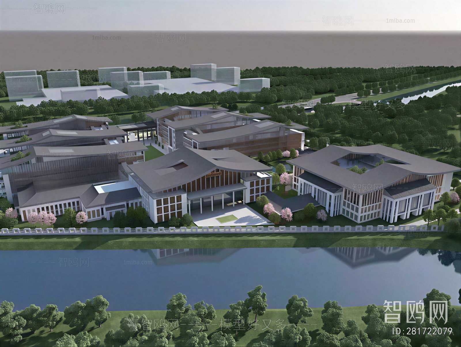 New Chinese Style Architectural Bird's-eye View Planning