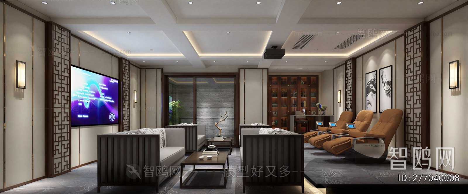 New Chinese Style Audiovisual Room