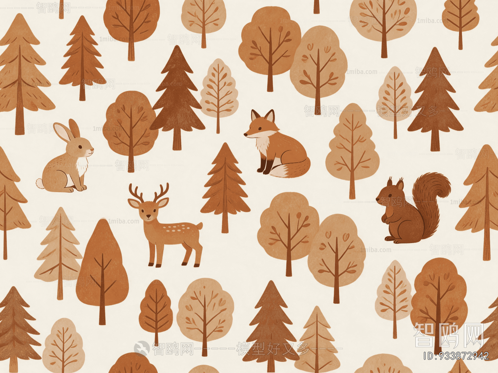 Animal And Plant Pattern Wallpaper