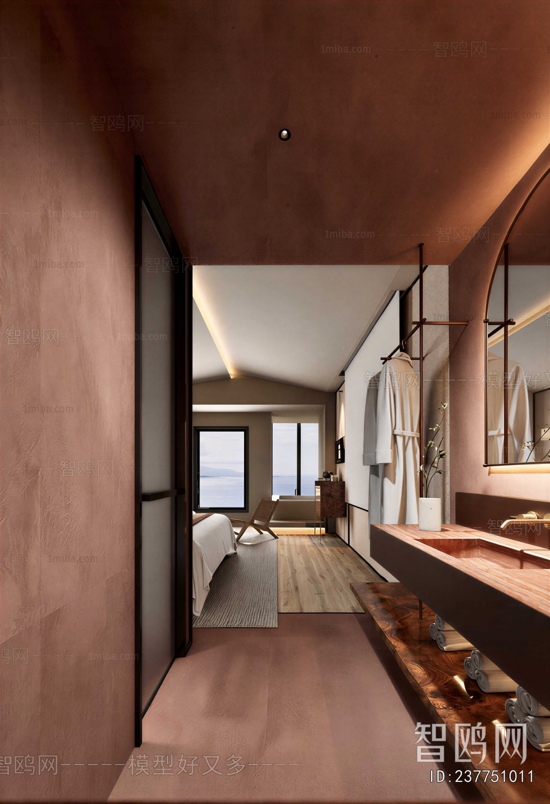 Wabi-sabi Style Guest Room