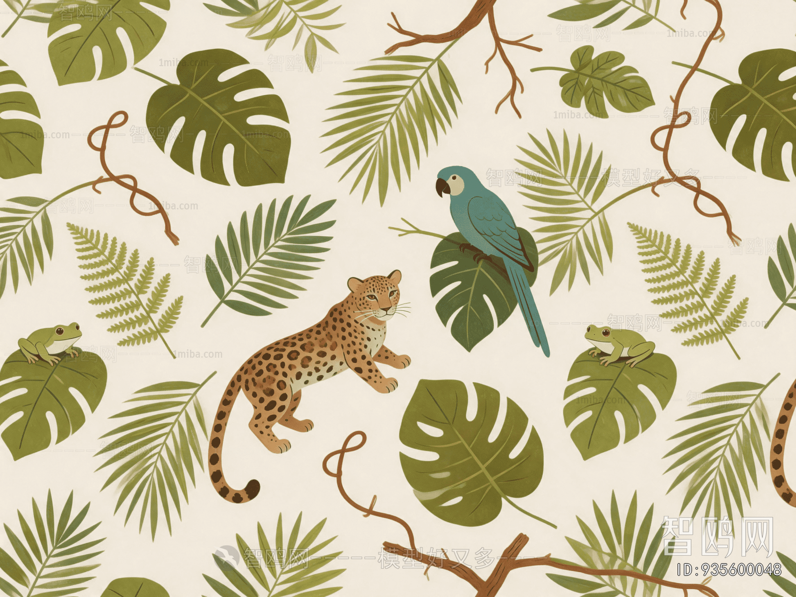 Animal And Plant Pattern Wallpaper