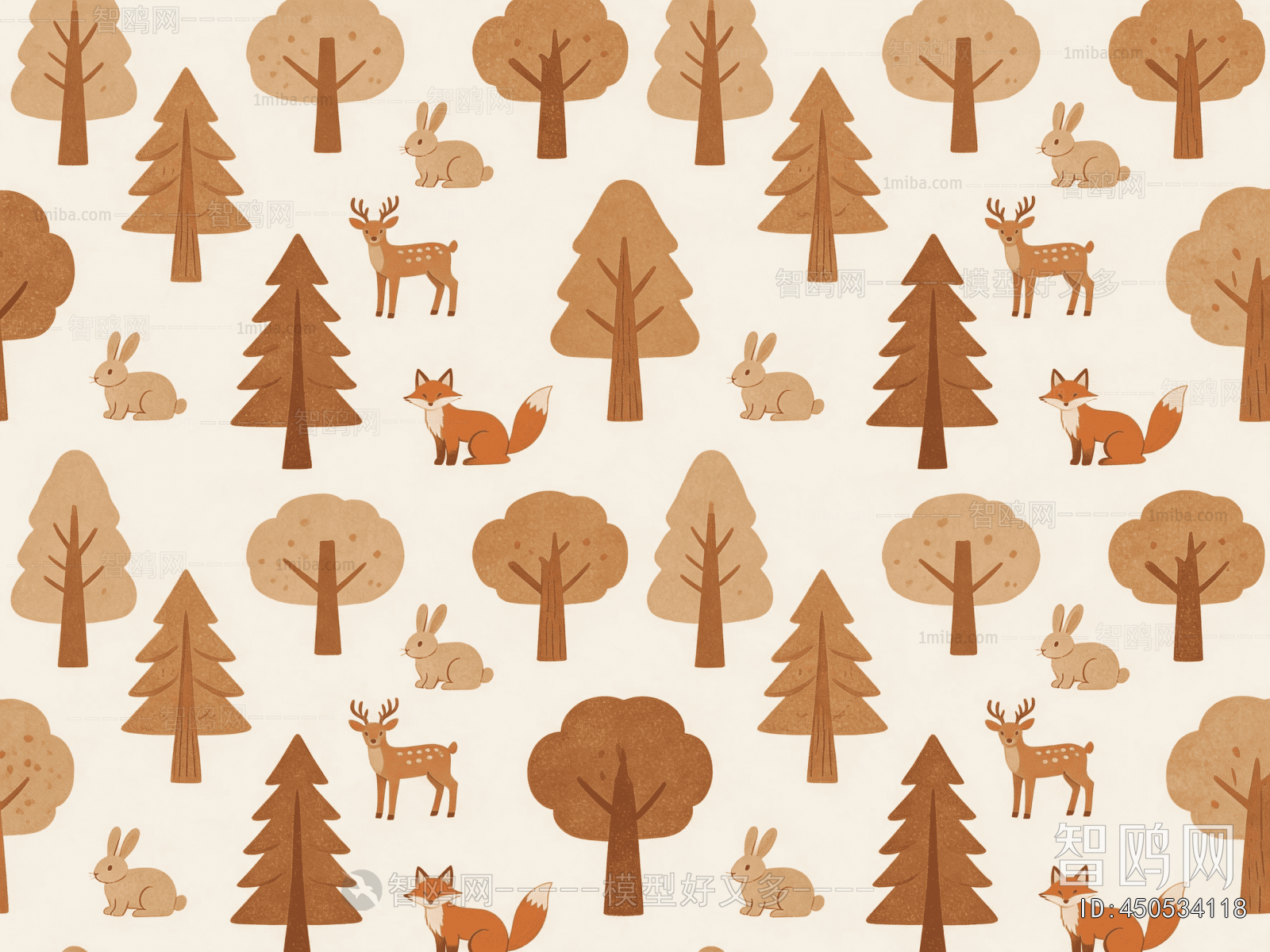 Animal And Plant Pattern Wallpaper