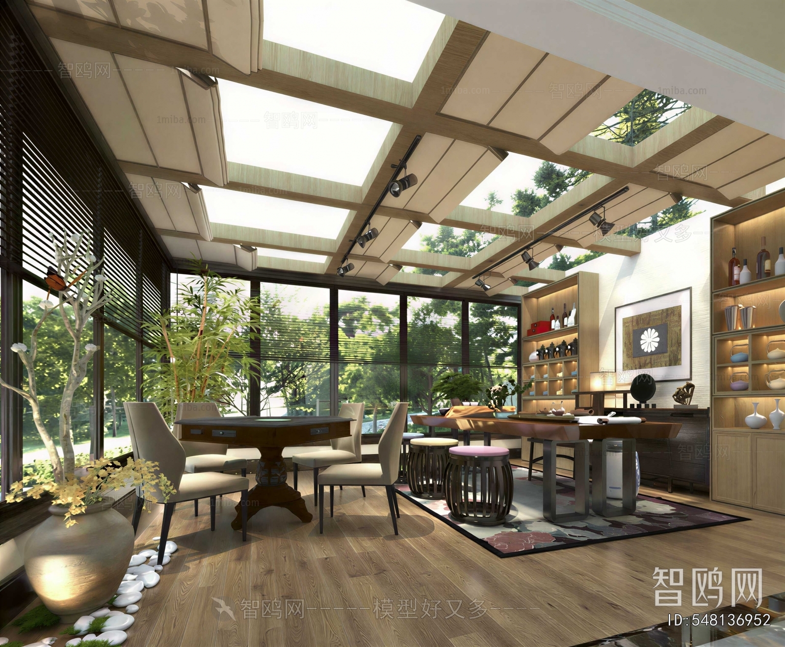 New Chinese Style Glass Sun Room