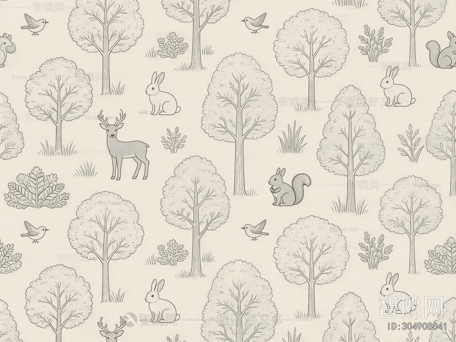 Animal And Plant Pattern Wallpaper