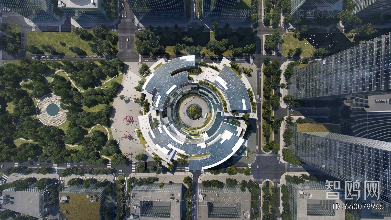 Modern Architectural Bird's-eye View Planning