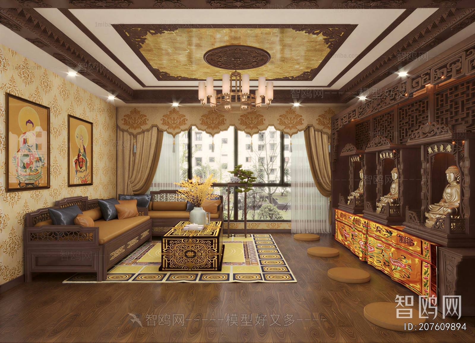 New Chinese Style A Living Room