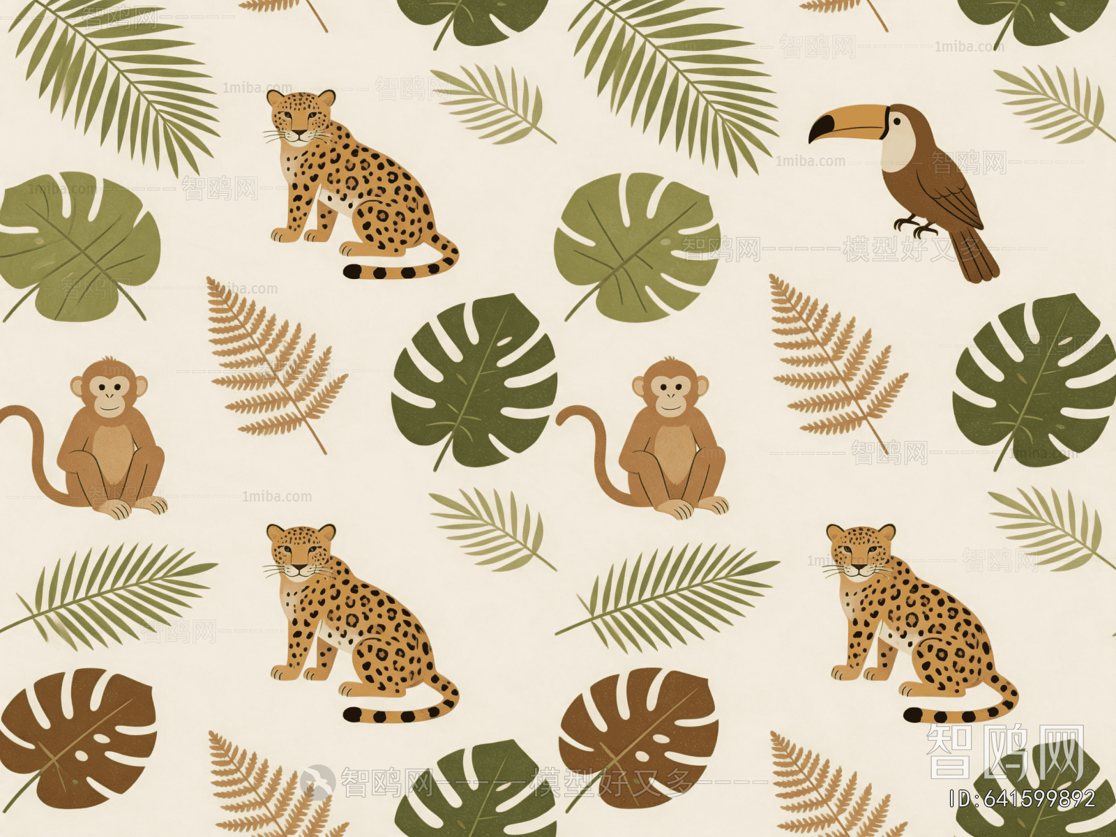 Animal And Plant Pattern Wallpaper