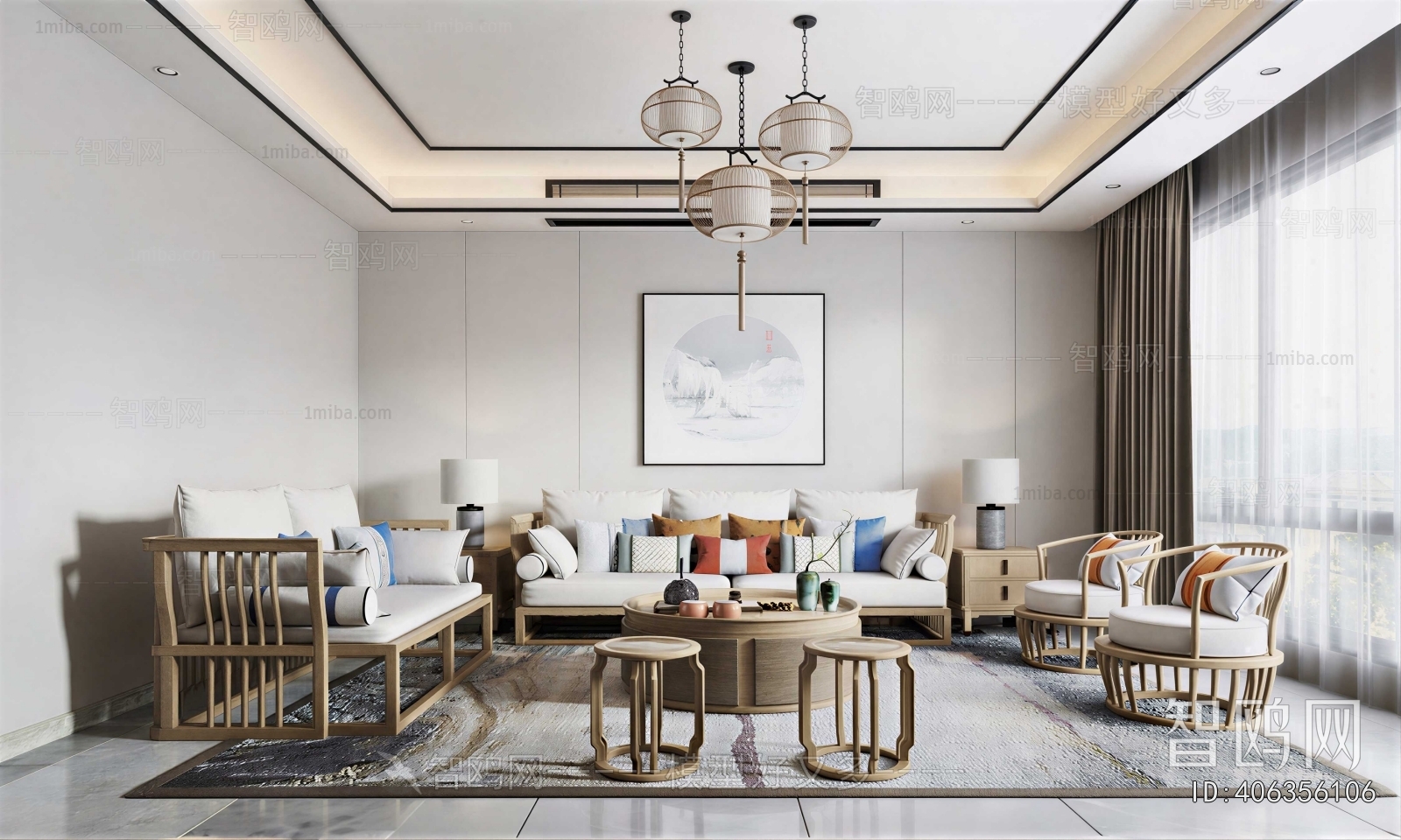 New Chinese Style A Living Room