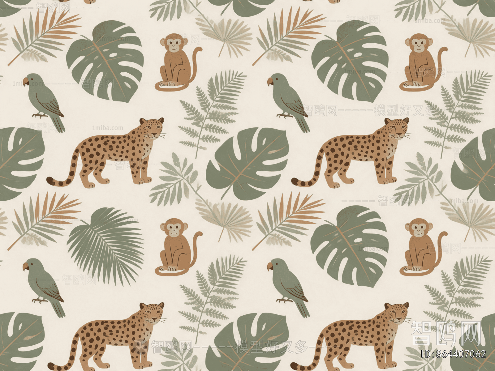 Animal And Plant Pattern Wallpaper