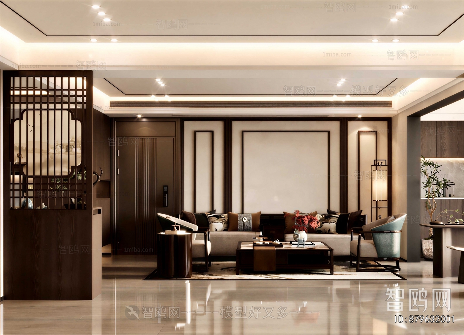 New Chinese Style A Living Room