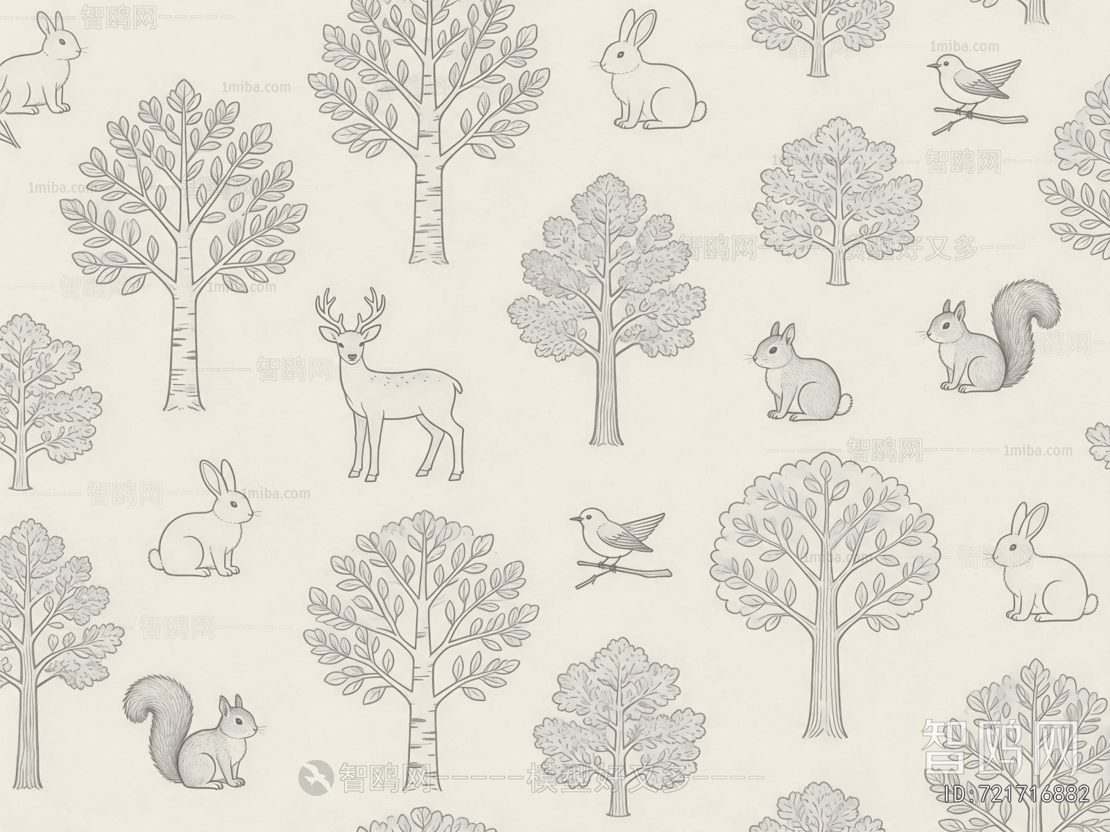 Animal And Plant Pattern Wallpaper