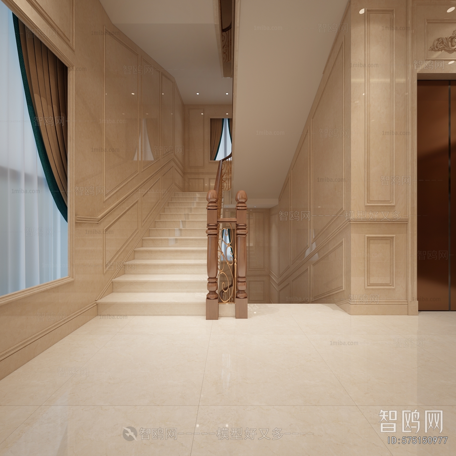 Simple European Style Stairwell