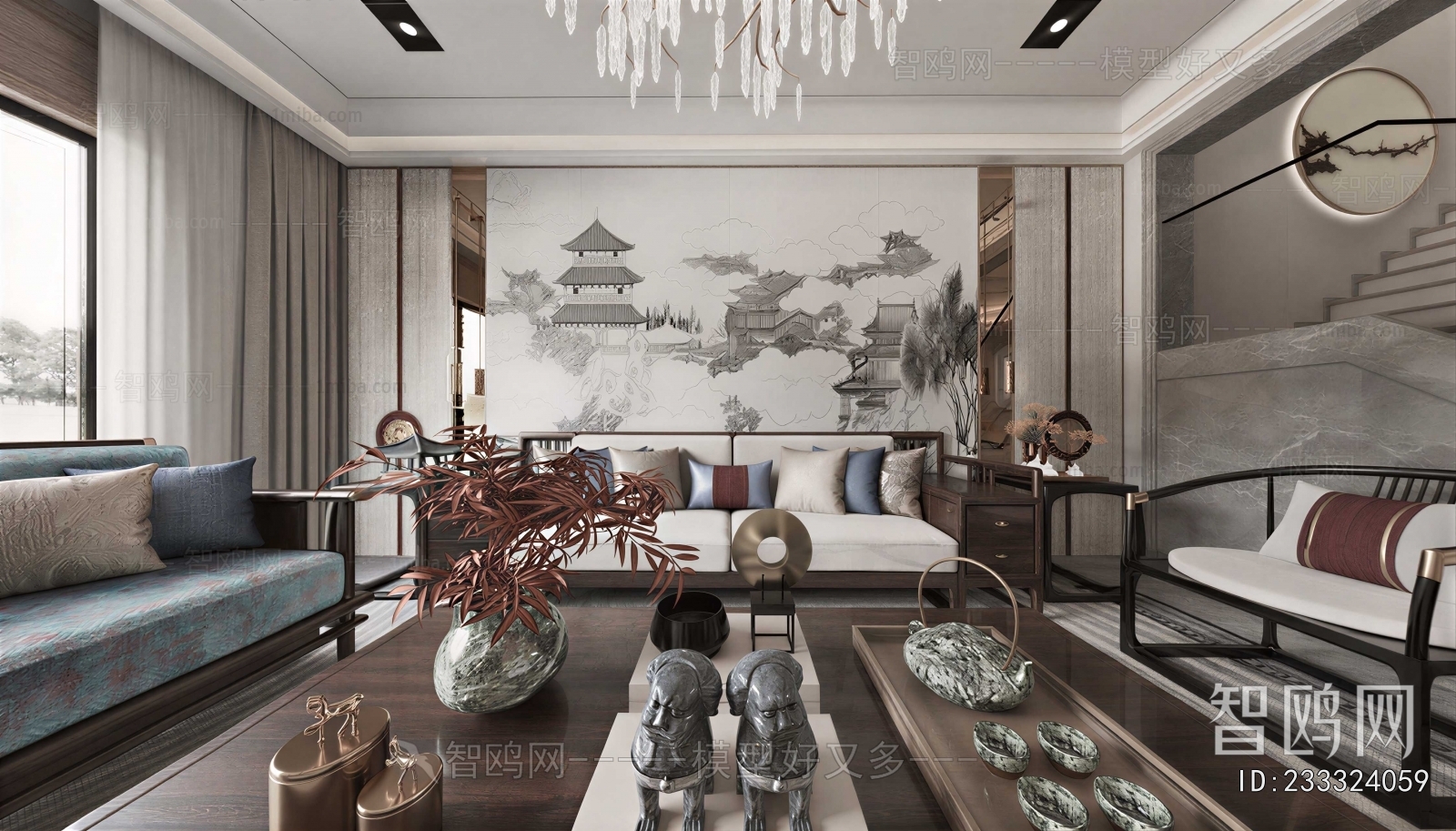 New Chinese Style A Living Room