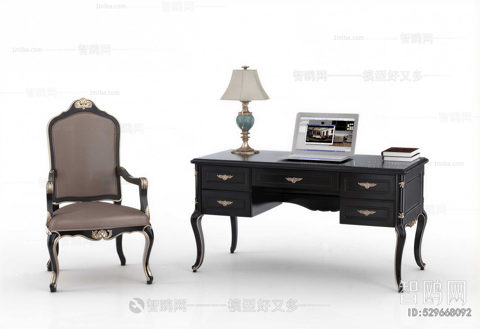European Style Computer Desk And Chair