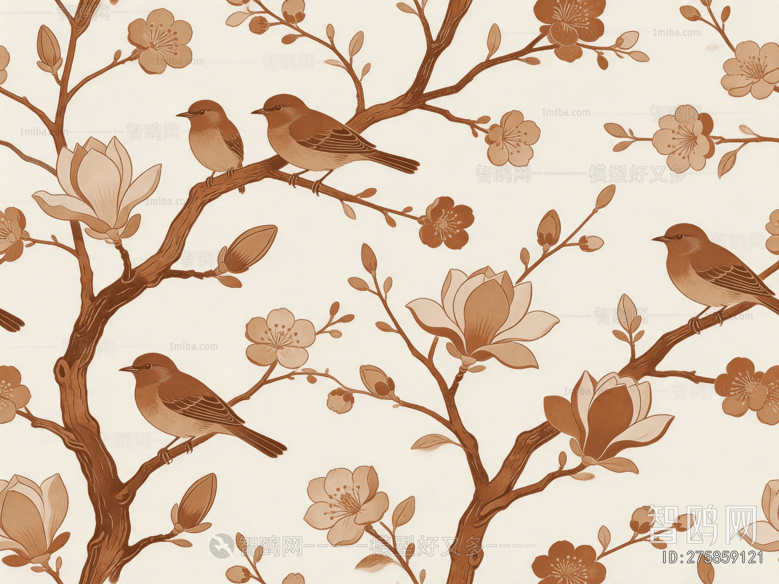 Animal And Plant Pattern Wallpaper
