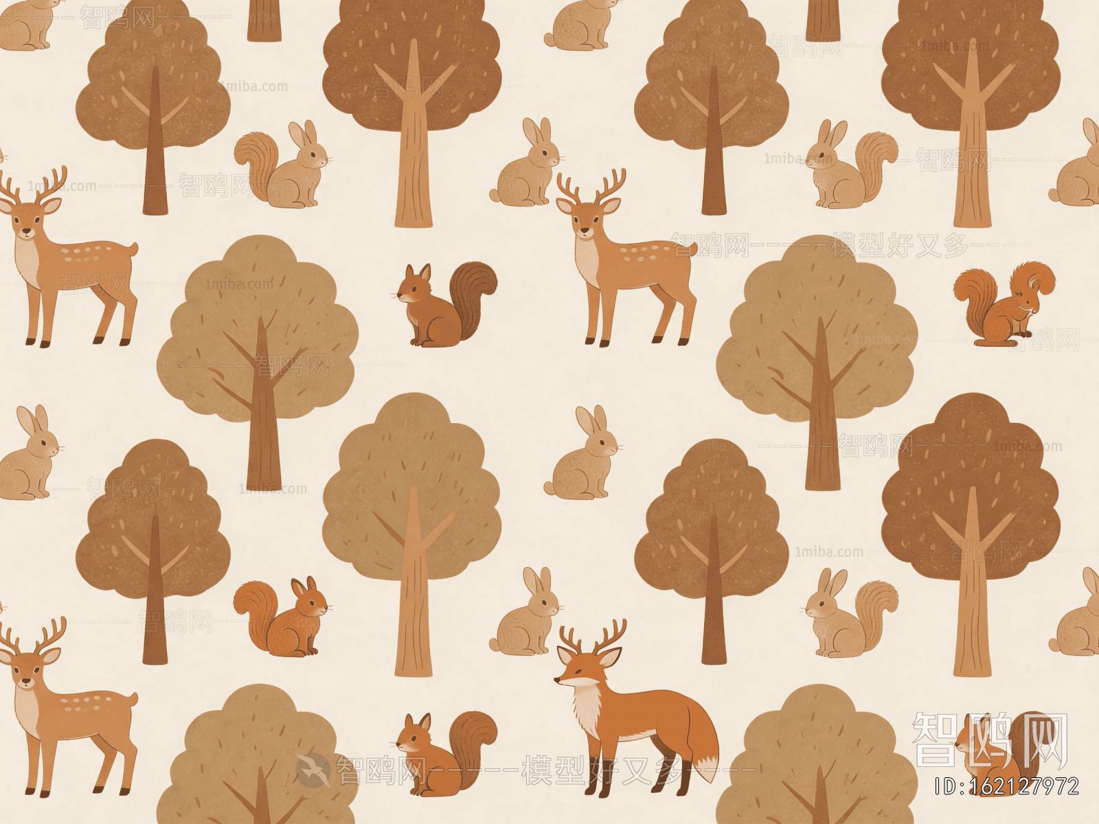 Animal And Plant Pattern Wallpaper
