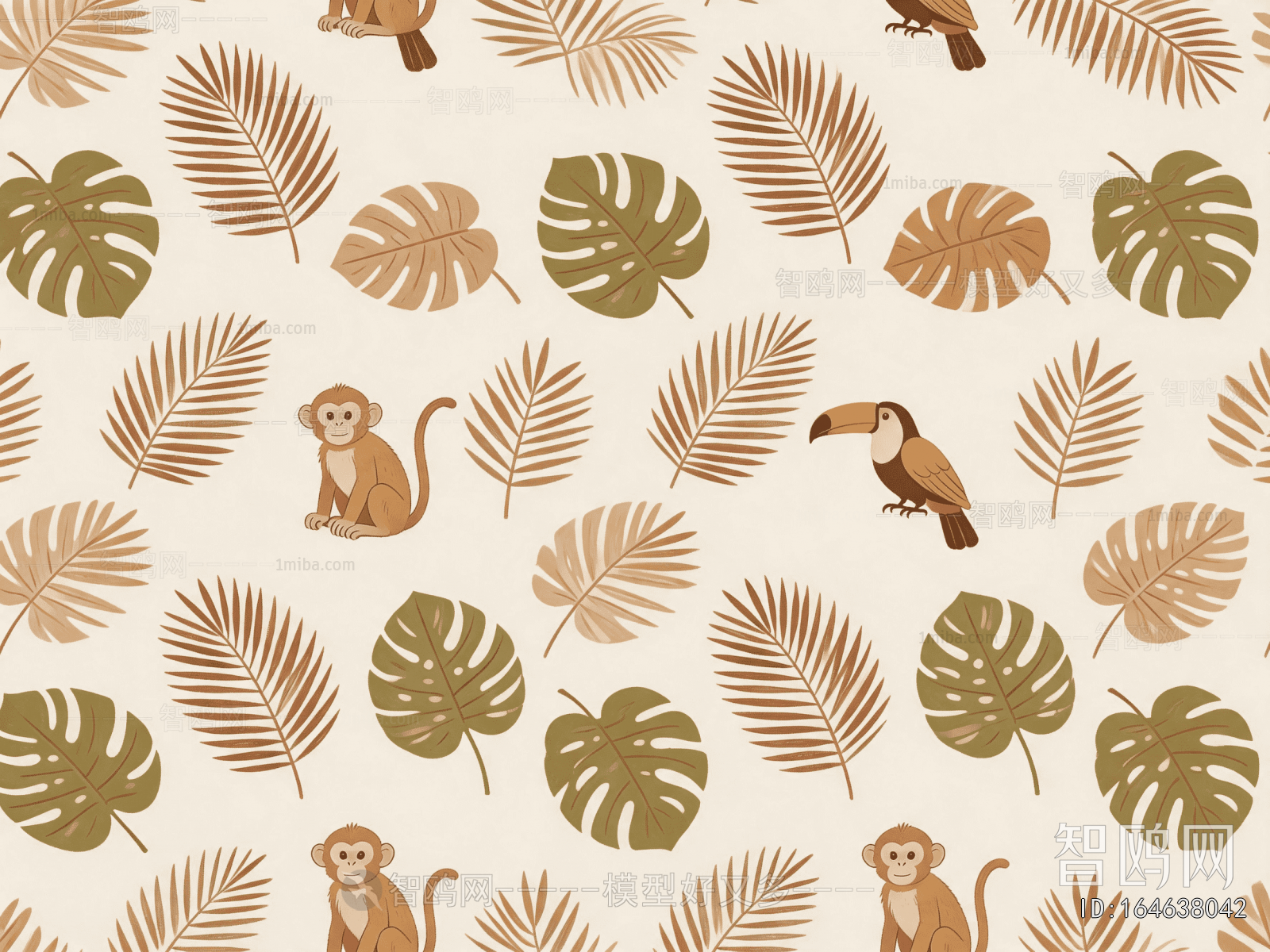 Animal And Plant Pattern Wallpaper
