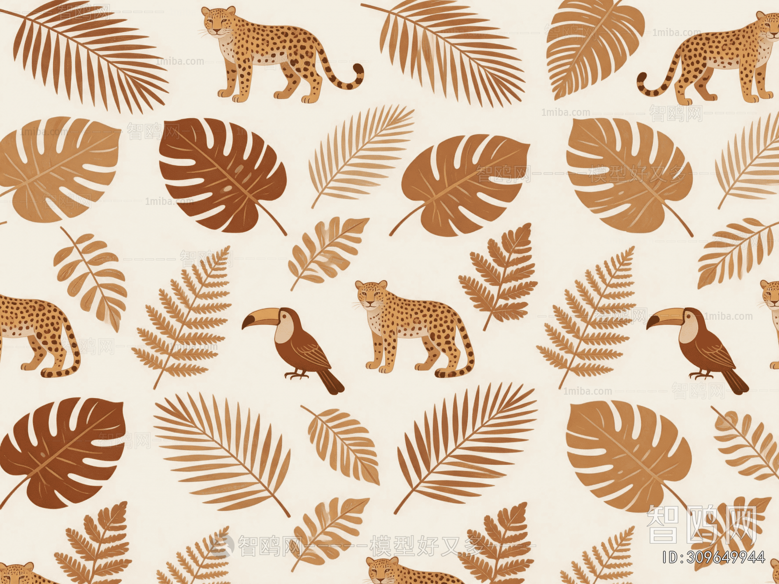 Animal And Plant Pattern Wallpaper