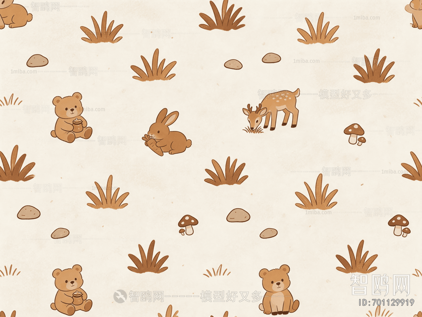 Animal And Plant Pattern Wallpaper