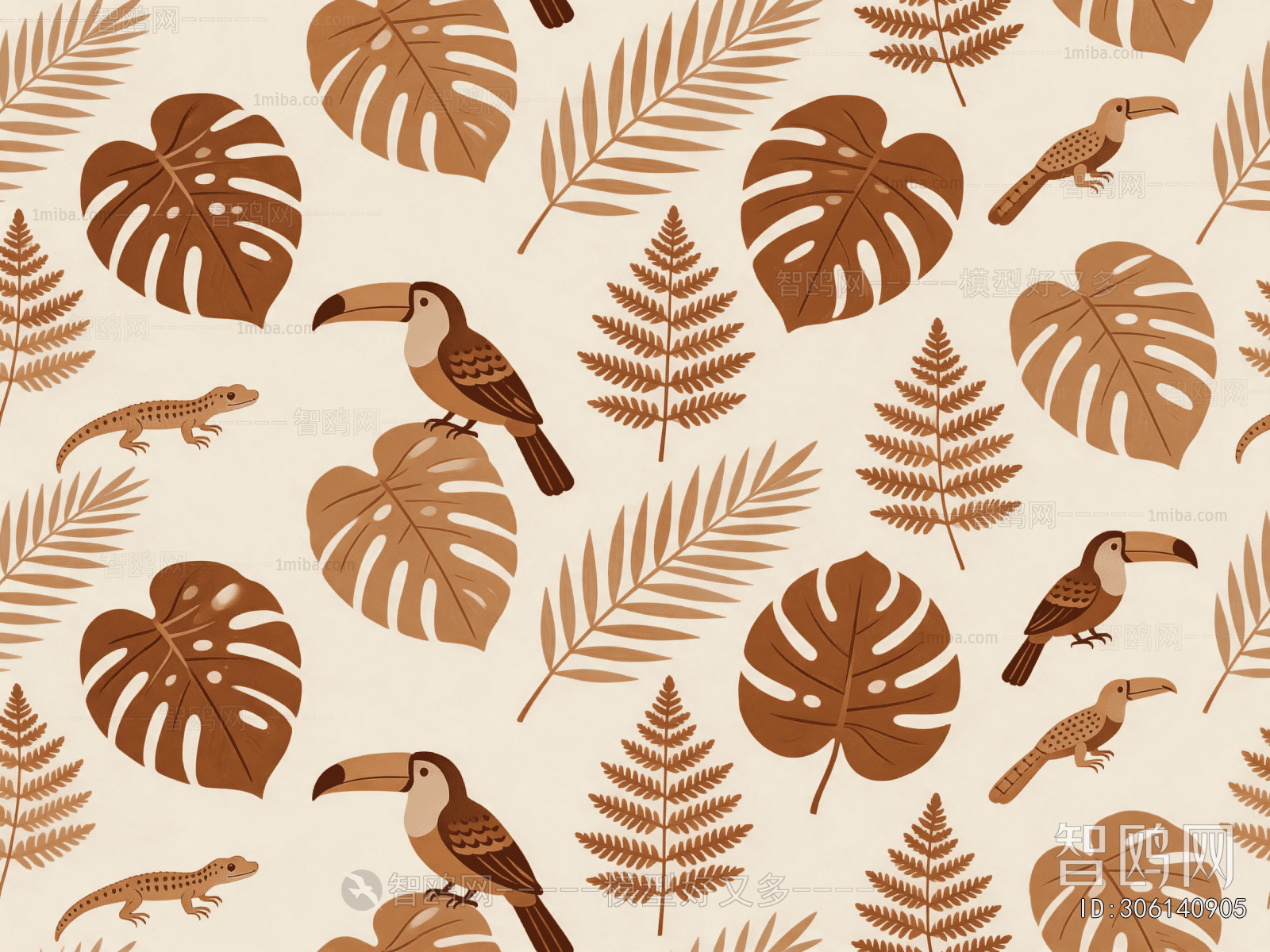 Animal And Plant Pattern Wallpaper
