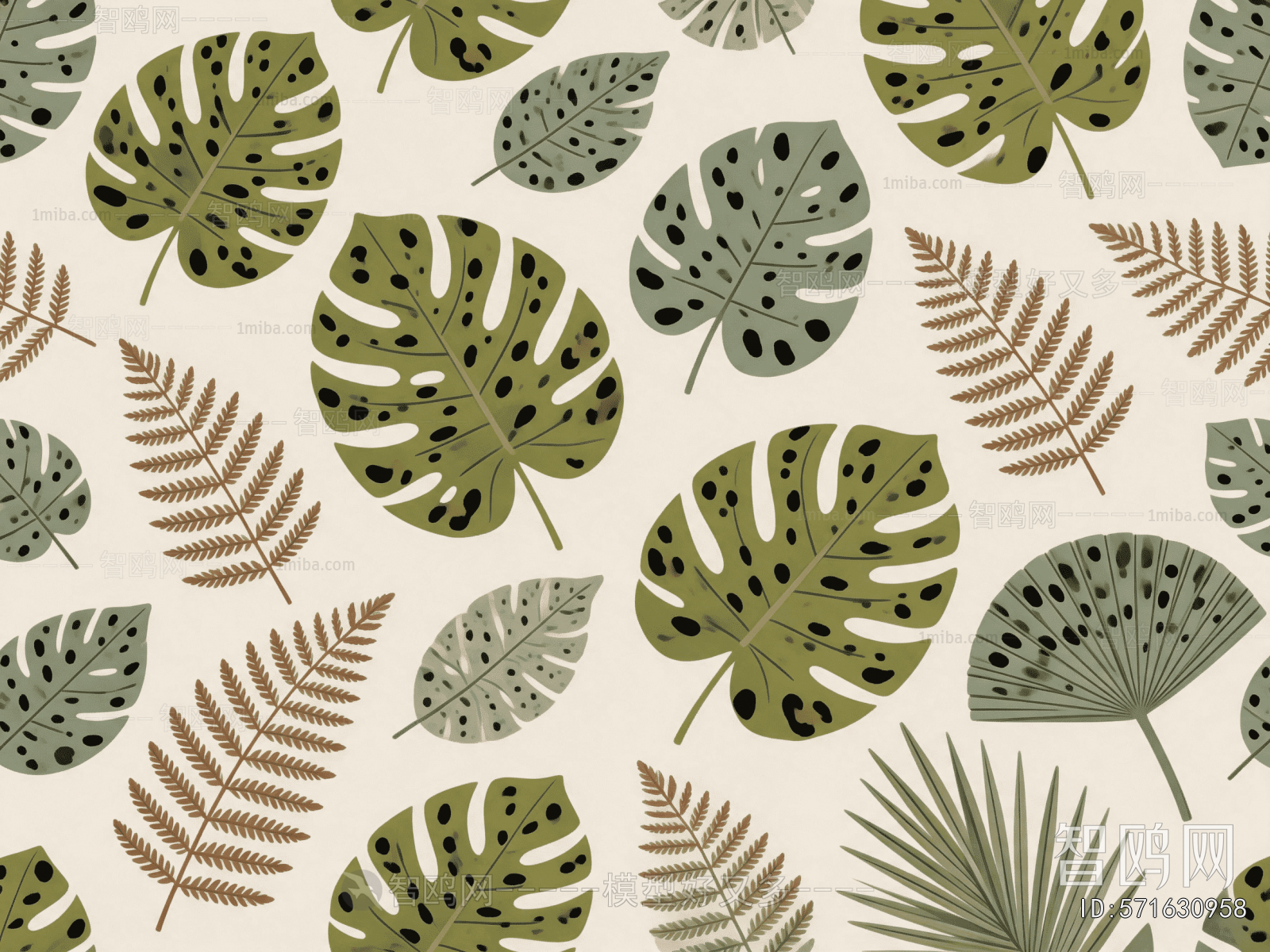 Animal And Plant Pattern Wallpaper