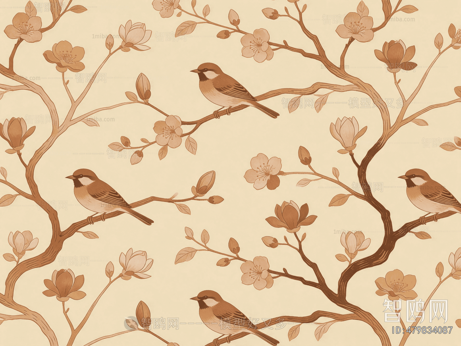 Animal And Plant Pattern Wallpaper