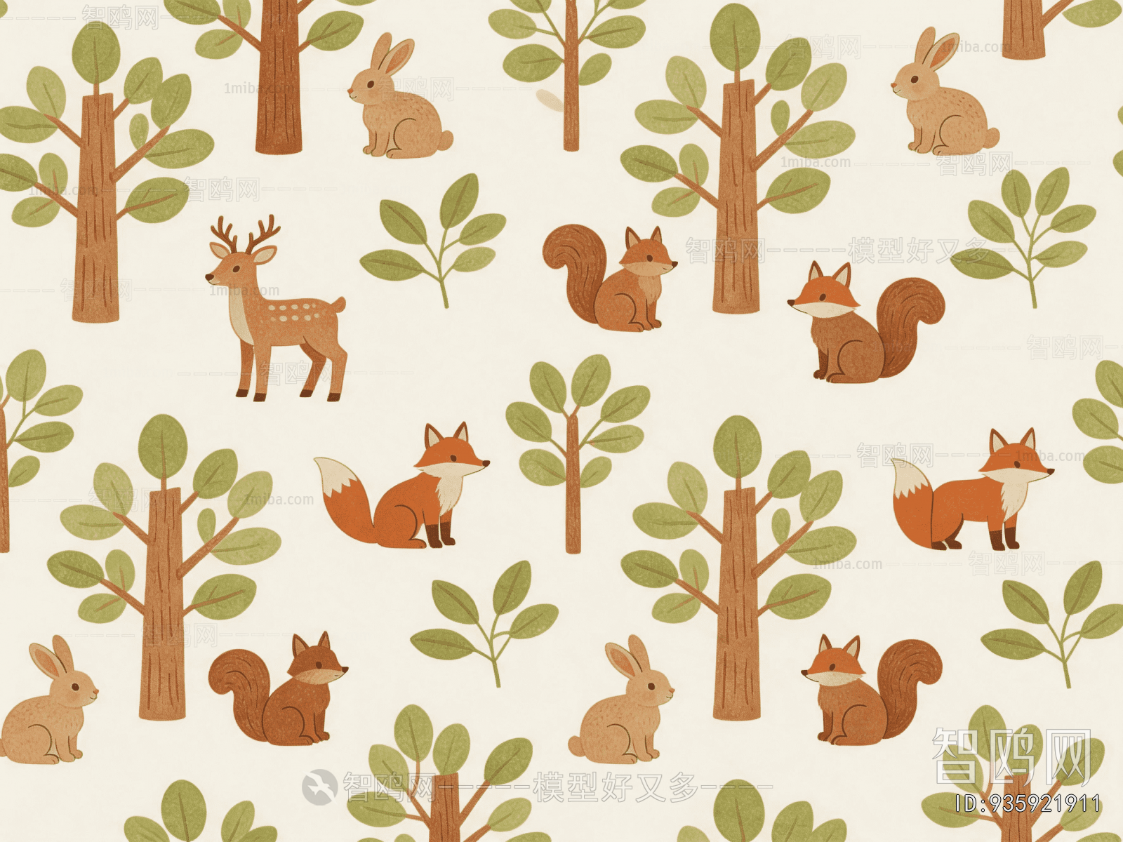 Animal And Plant Pattern Wallpaper