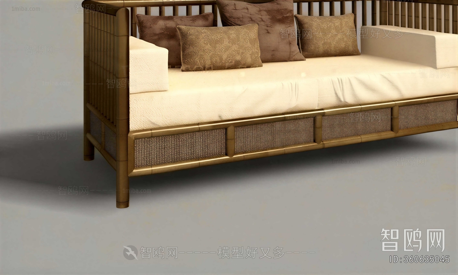 New Chinese Style Three-seat Sofa