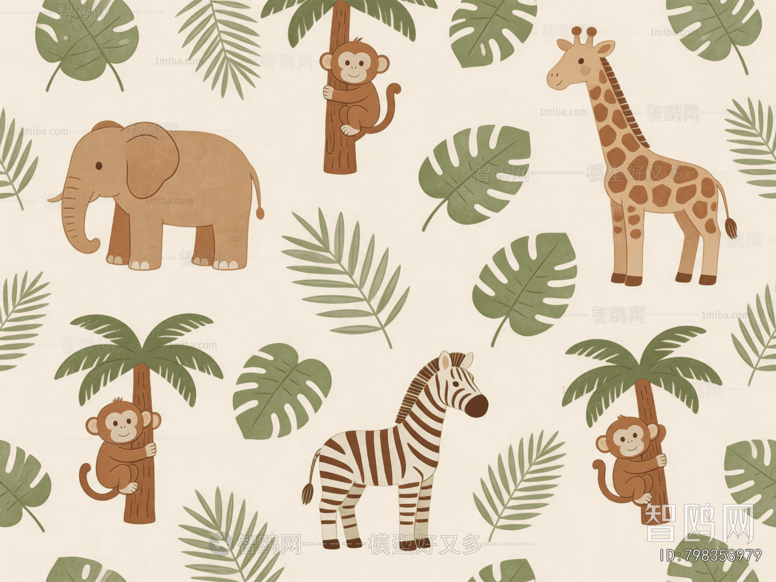 Animal And Plant Pattern Wallpaper