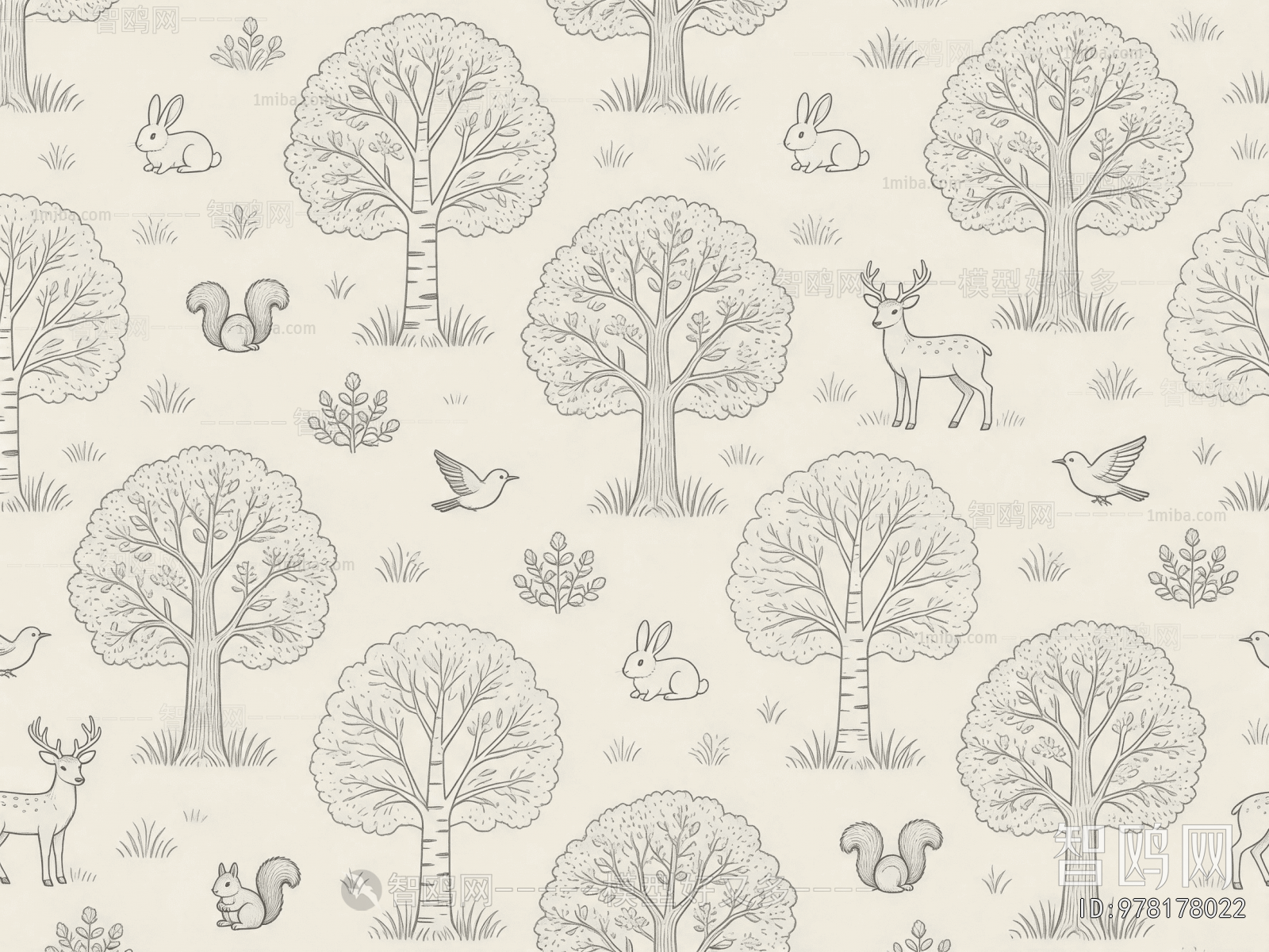Animal And Plant Pattern Wallpaper