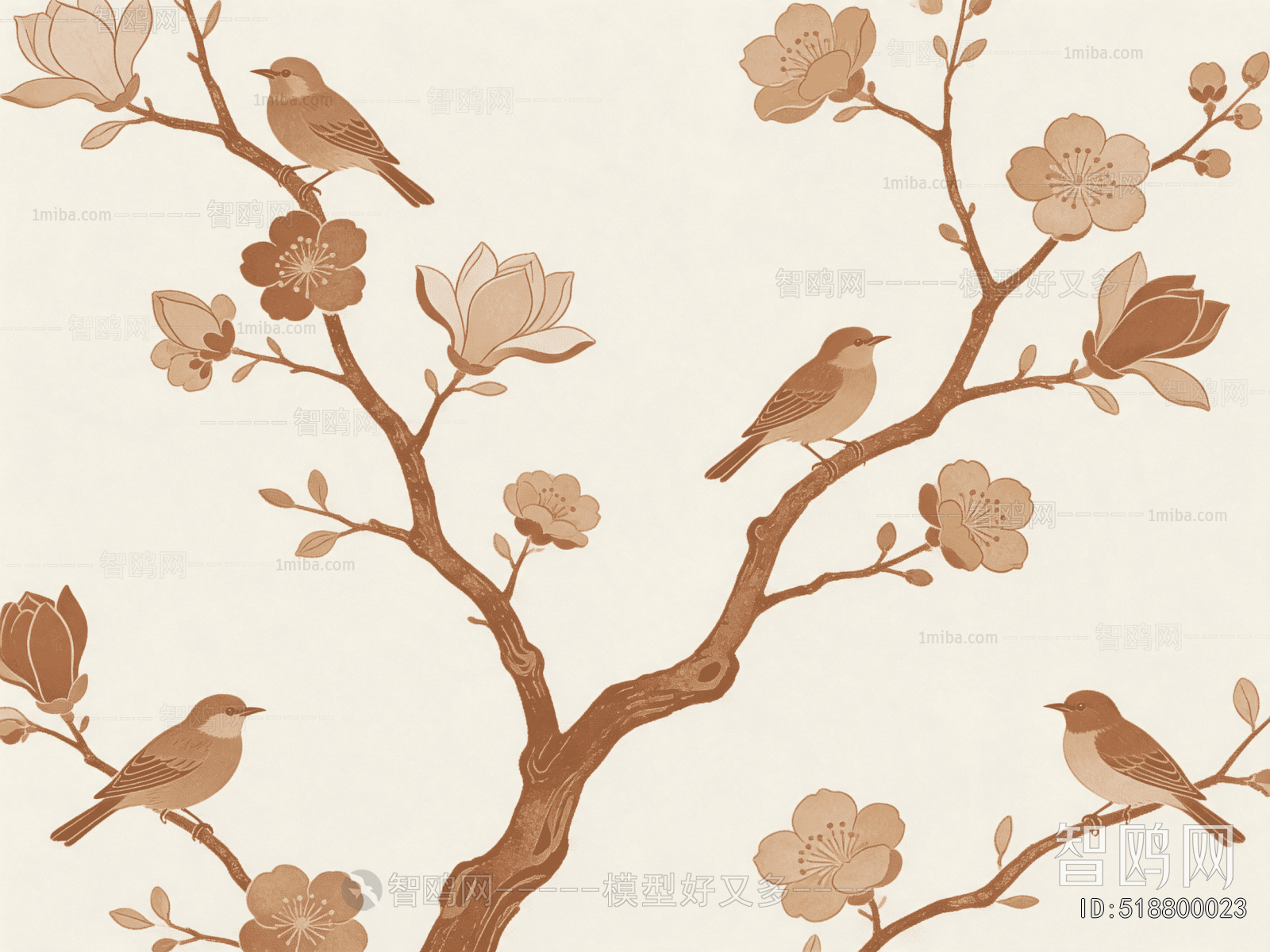 Animal And Plant Pattern Wallpaper