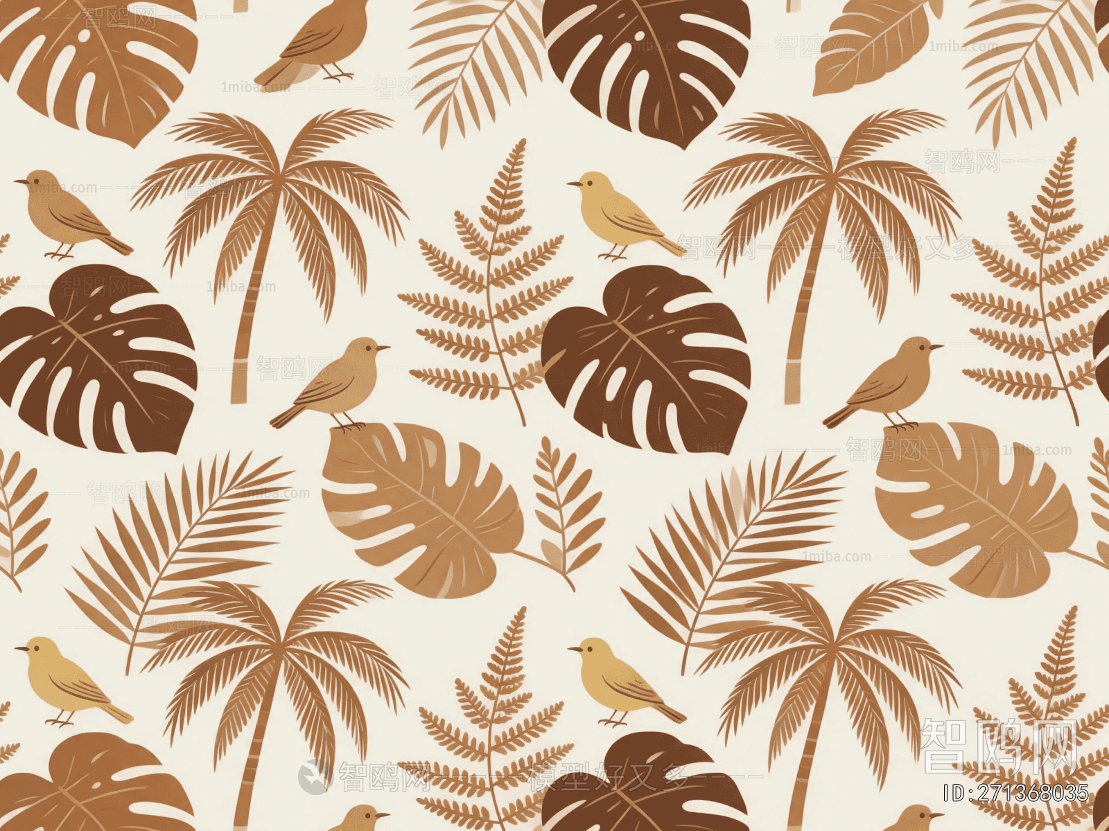 Animal And Plant Pattern Wallpaper