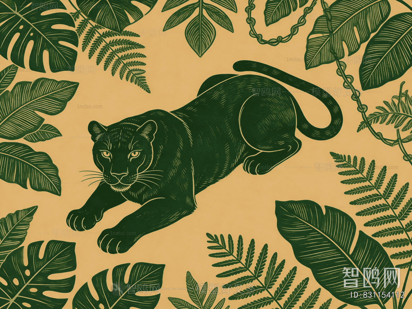 Animal And Plant Pattern Wallpaper