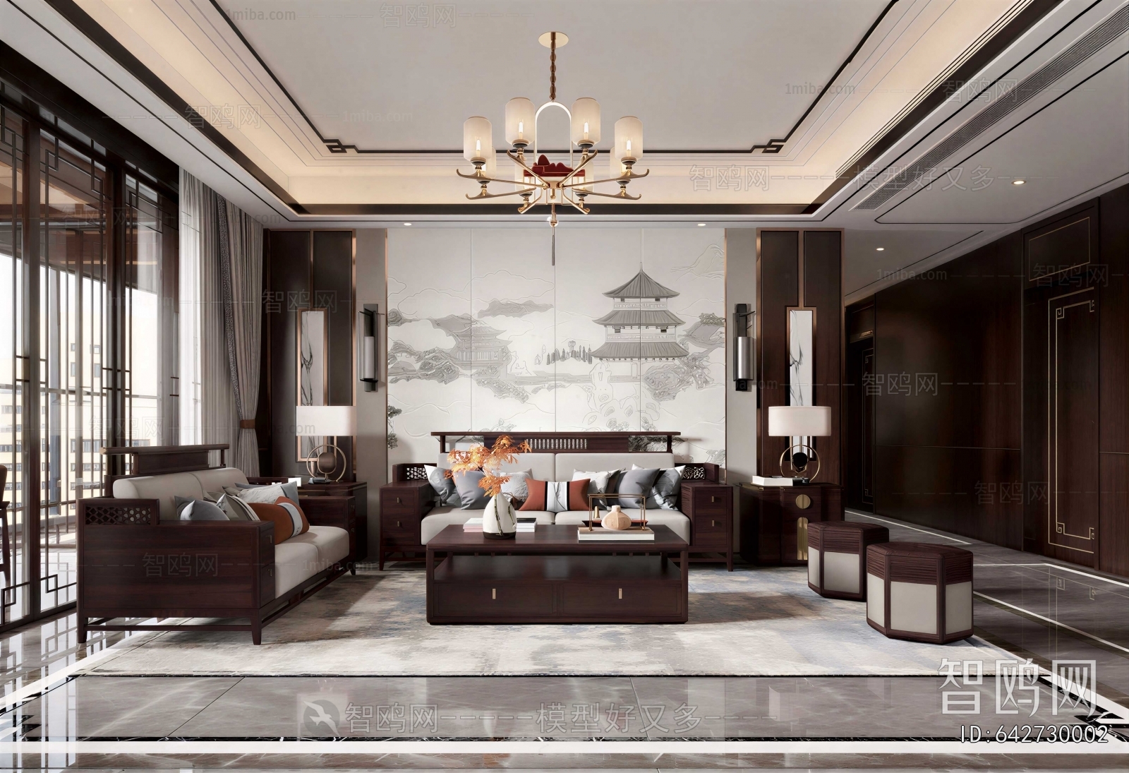 New Chinese Style A Living Room