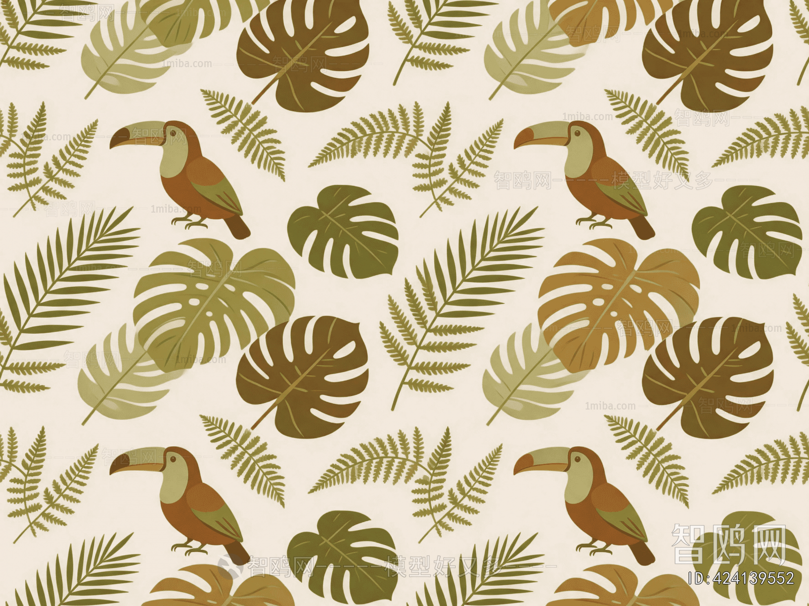 Animal And Plant Pattern Wallpaper