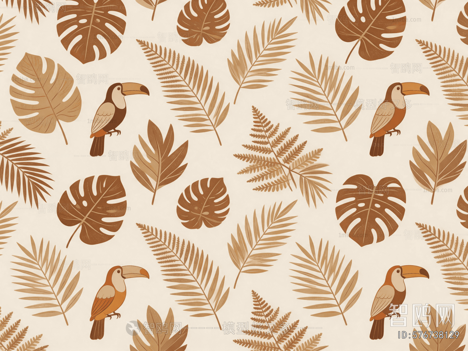 Animal And Plant Pattern Wallpaper