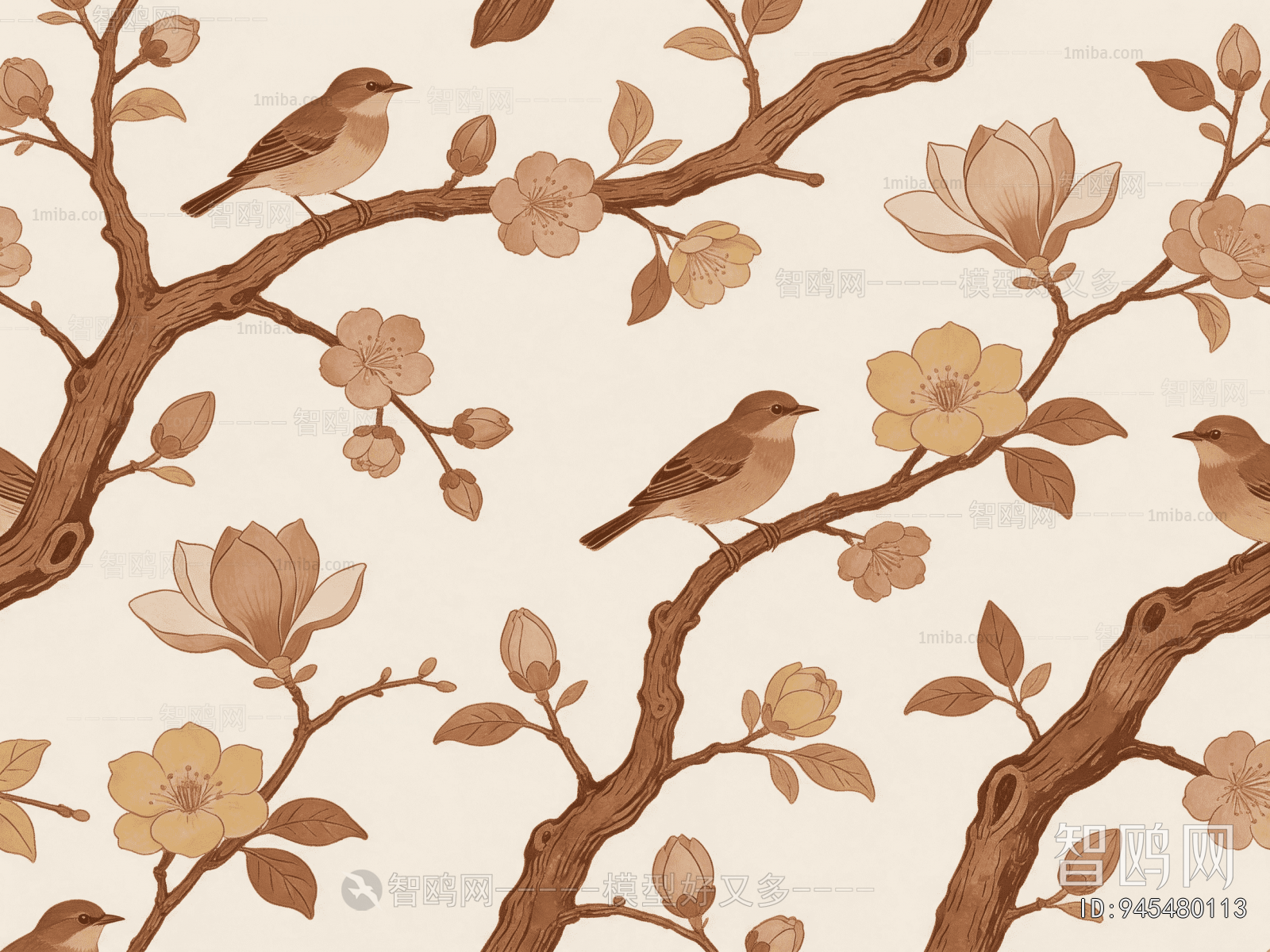 Animal And Plant Pattern Wallpaper