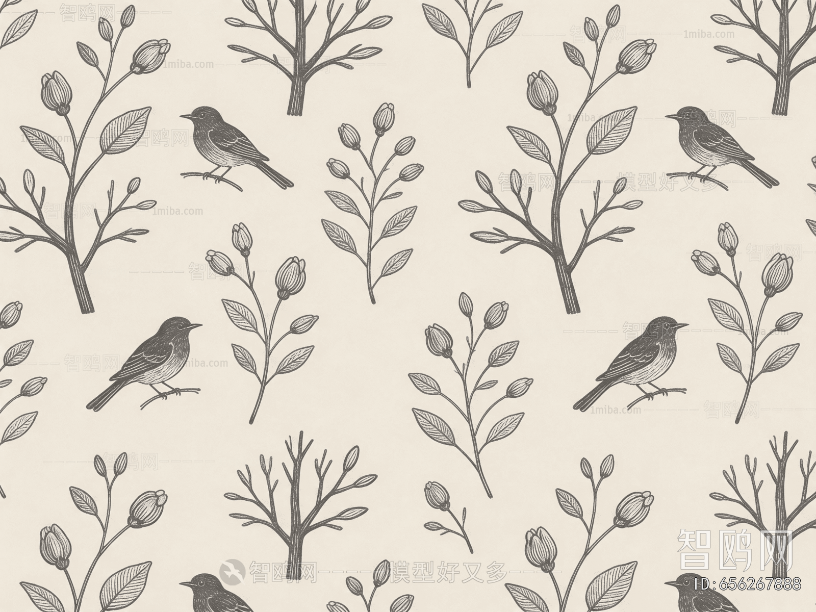Animal And Plant Pattern Wallpaper