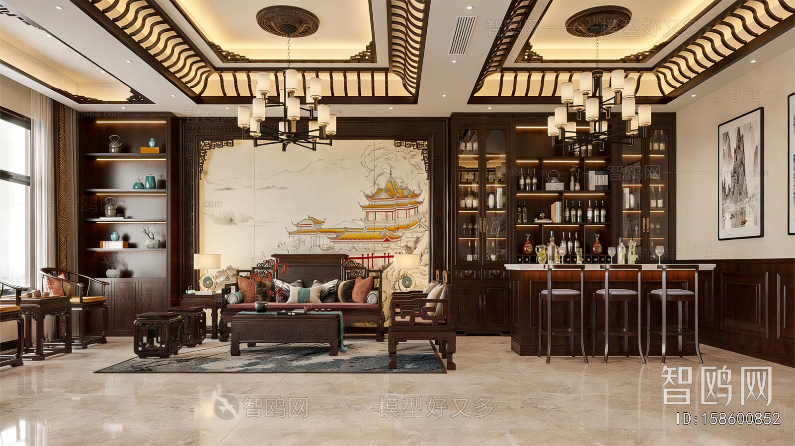New Chinese Style A Living Room