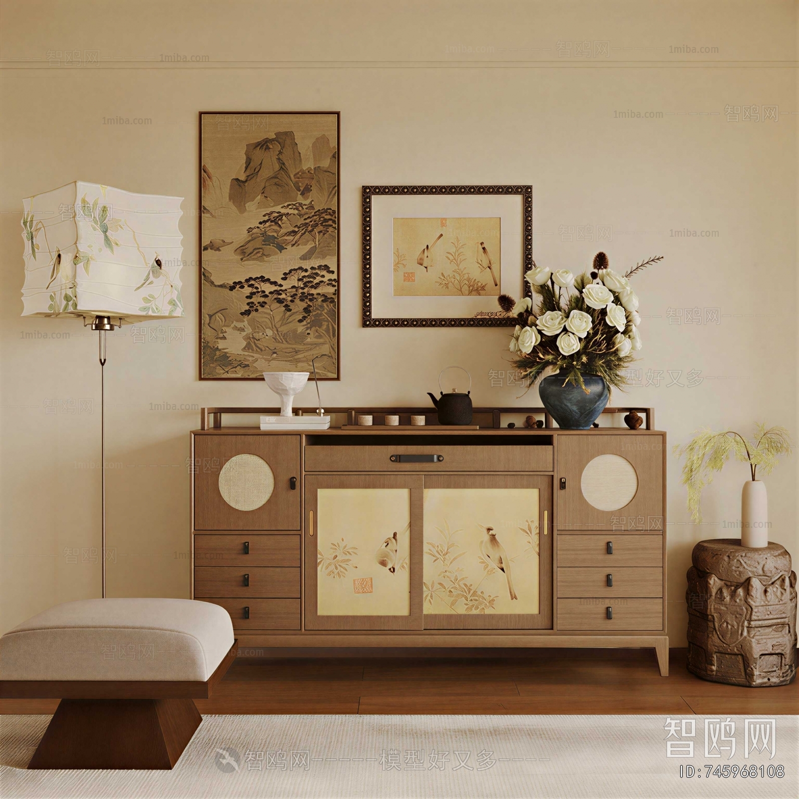 New Chinese Style Side Cabinet