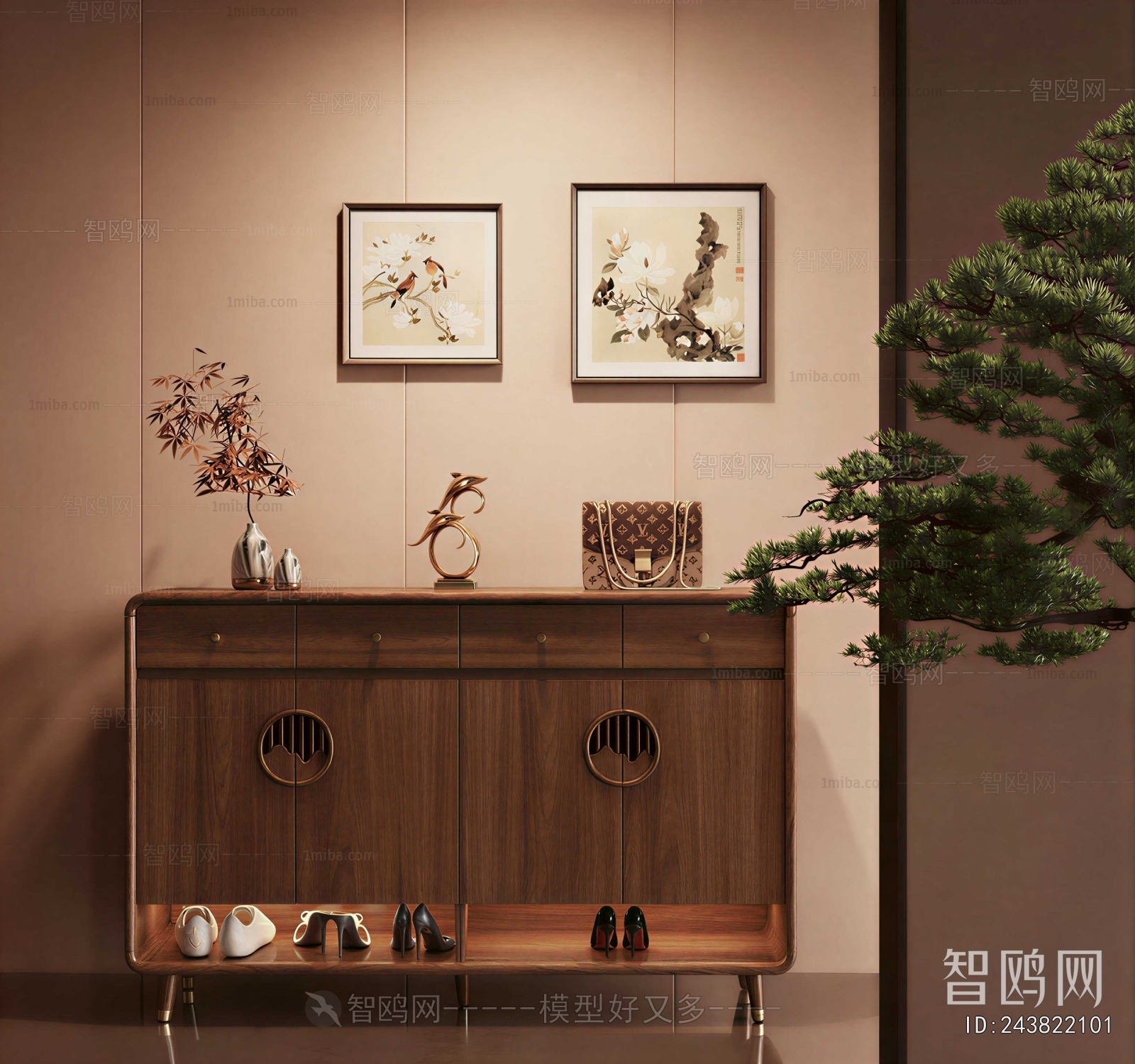 New Chinese Style Entrance Cabinet