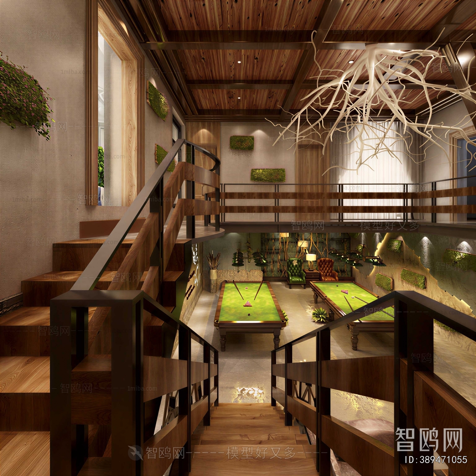 Industrial Style Billiard Room