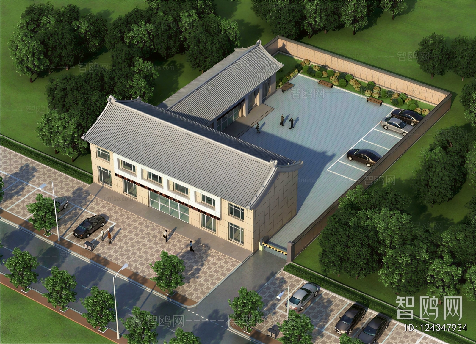 New Chinese Style Architectural Bird's-eye View Planning